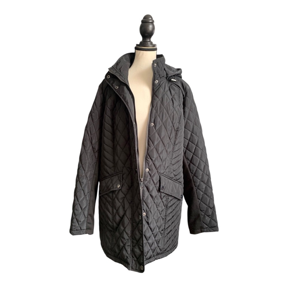 ▪️Sebby Collection Black Quilted Jacket with Detachable Hood▪️ - Picture 4 of 9